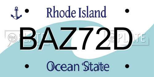 BAZ72D Rhode Island License Plate