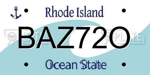 BAZ72O Rhode Island License Plate