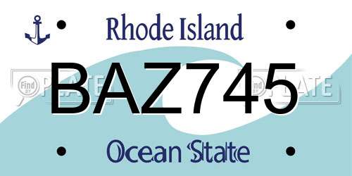 BAZ745 Rhode Island License Plate