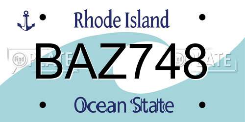 BAZ748 Rhode Island License Plate