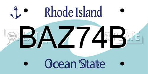 BAZ74B Rhode Island License Plate