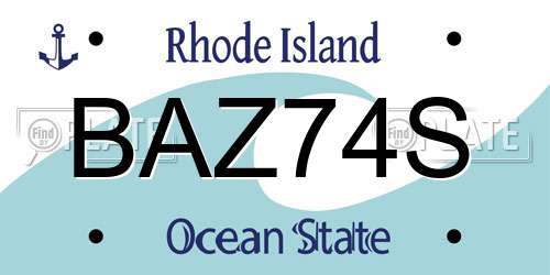 BAZ74S Rhode Island License Plate