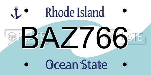 BAZ766 Rhode Island License Plate