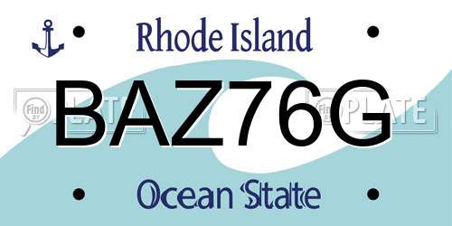 BAZ76G Rhode Island License Plate