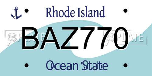 BAZ770 Rhode Island License Plate