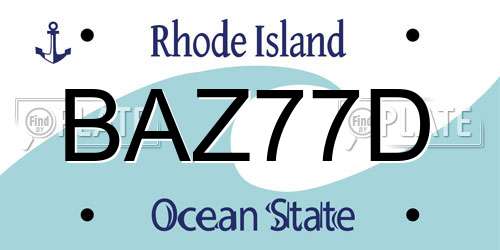 BAZ77D Rhode Island License Plate