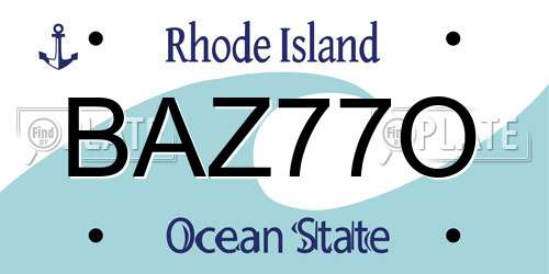BAZ77O Rhode Island License Plate