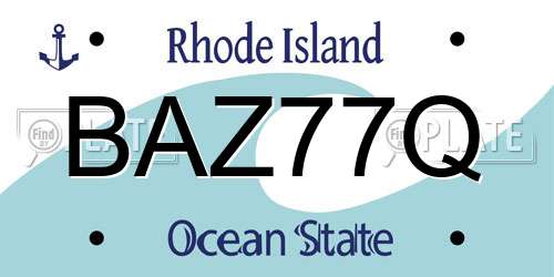 BAZ77Q Rhode Island License Plate