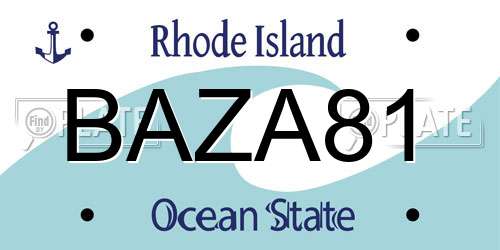 BAZA81 Rhode Island License Plate
