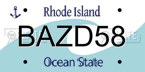 BAZD58 Rhode Island License Plate