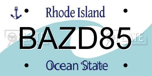 BAZD85 Rhode Island License Plate