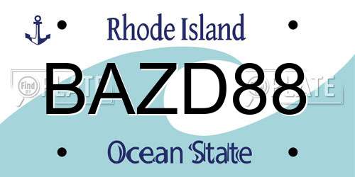 BAZD88 Rhode Island License Plate