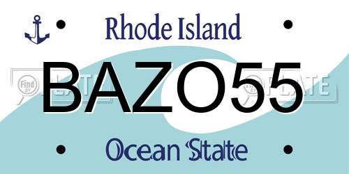 BAZO55 Rhode Island License Plate