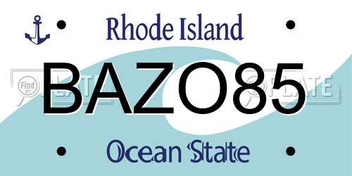 BAZO85 Rhode Island License Plate
