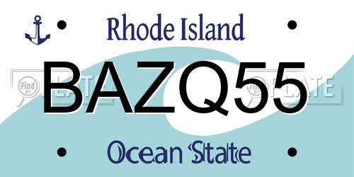 BAZQ55 Rhode Island License Plate