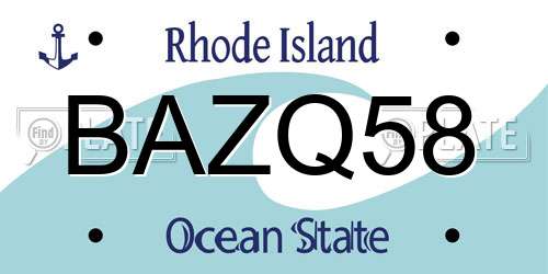 BAZQ58 Rhode Island License Plate