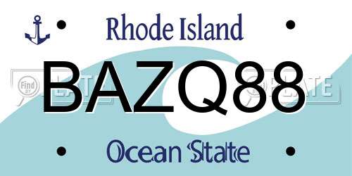 BAZQ88 Rhode Island License Plate