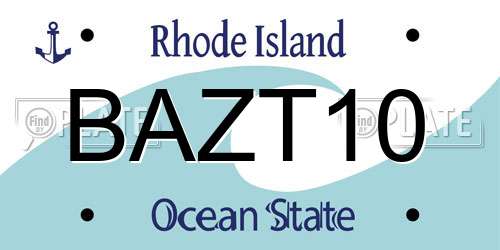 BAZT10 Rhode Island License Plate