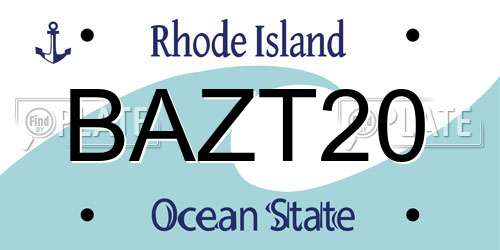 BAZT20 Rhode Island License Plate