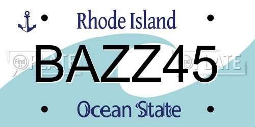 BAZZ45 Rhode Island License Plate