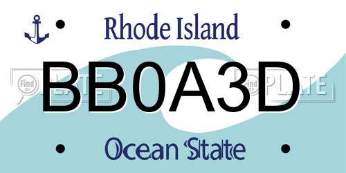 BB0A3D Rhode Island License Plate