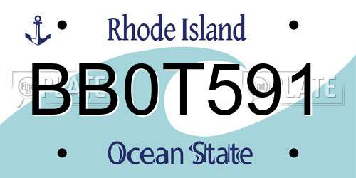 BB0T591 Rhode Island License Plate