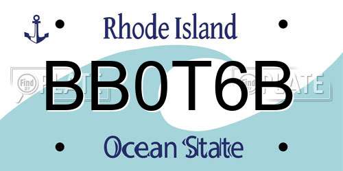 BB0T6B Rhode Island License Plate