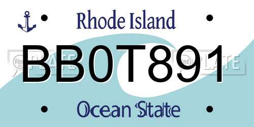 BB0T891 Rhode Island License Plate