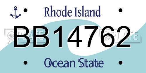 BB14762 Rhode Island License Plate