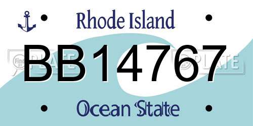BB14767 Rhode Island License Plate