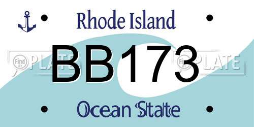 BB173 Rhode Island License Plate