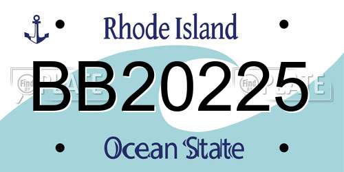 BB20225 Rhode Island License Plate