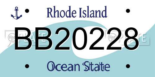 BB20228 Rhode Island License Plate
