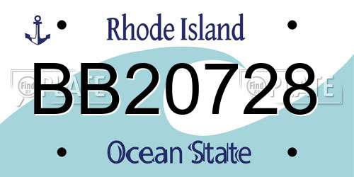 BB20728 Rhode Island License Plate