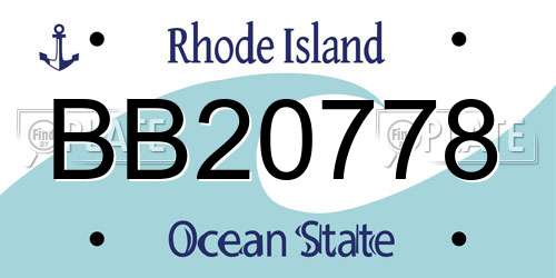 BB20778 Rhode Island License Plate