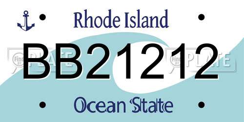 BB21212 Rhode Island License Plate