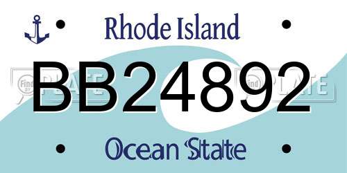 BB24892 Rhode Island License Plate