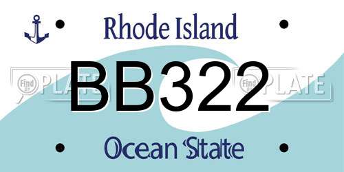 BB322 Rhode Island License Plate