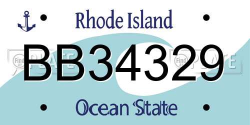 BB34329 Rhode Island License Plate