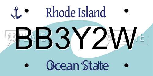 BB3Y2W Rhode Island License Plate