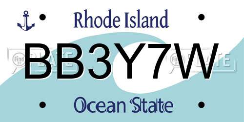BB3Y7W Rhode Island License Plate