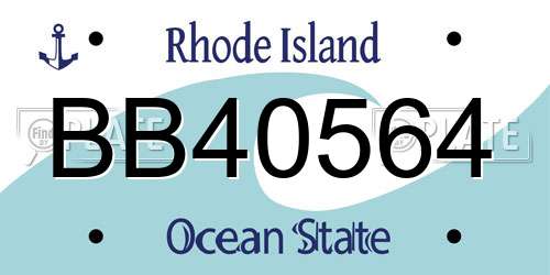 BB40564 Rhode Island License Plate