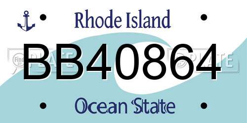 BB40864 Rhode Island License Plate