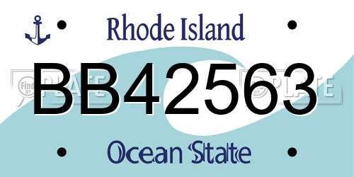 BB42563 Rhode Island License Plate