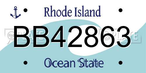BB42863 Rhode Island License Plate