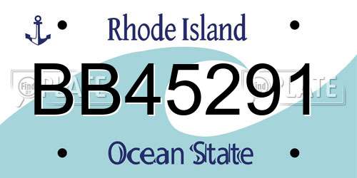 BB45291 Rhode Island License Plate