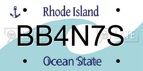 BB4N7S Rhode Island License Plate