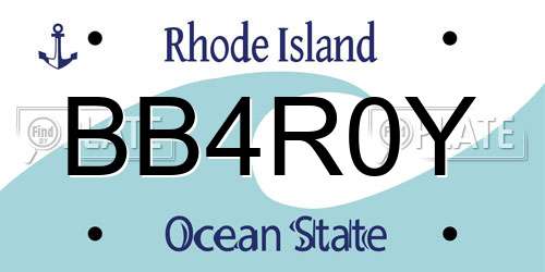 BB4R0Y Rhode Island License Plate