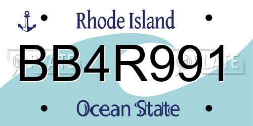 BB4R991 Rhode Island License Plate
