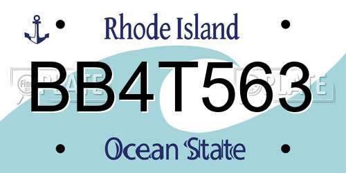 BB4T563 Rhode Island License Plate
